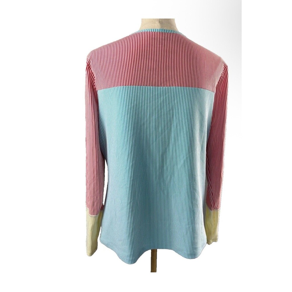 Lands End Women's Swim Tee Rash Guard UPF 50 Size XS Striped Colorblock - Picture 2 of 9